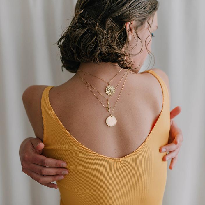 Sister St. Christophorus & Madonna Kind GOLD Anhänger / double-sided Amulet