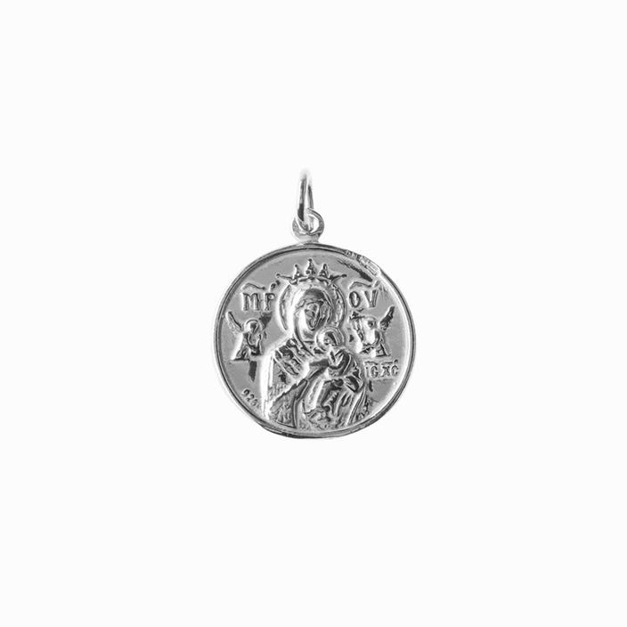 Sister St. Christophorus & Madonna Kind SILBER Anhänger / double-sided Amulet