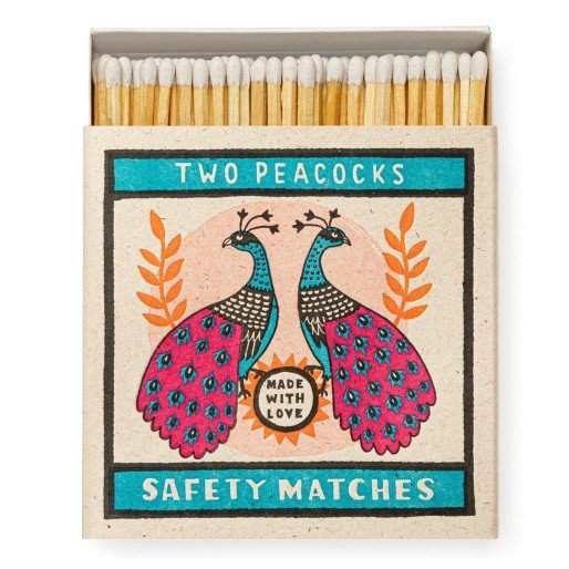 Archivist Gallery Square Matchbox - Two Peacocks / Streichhölzer