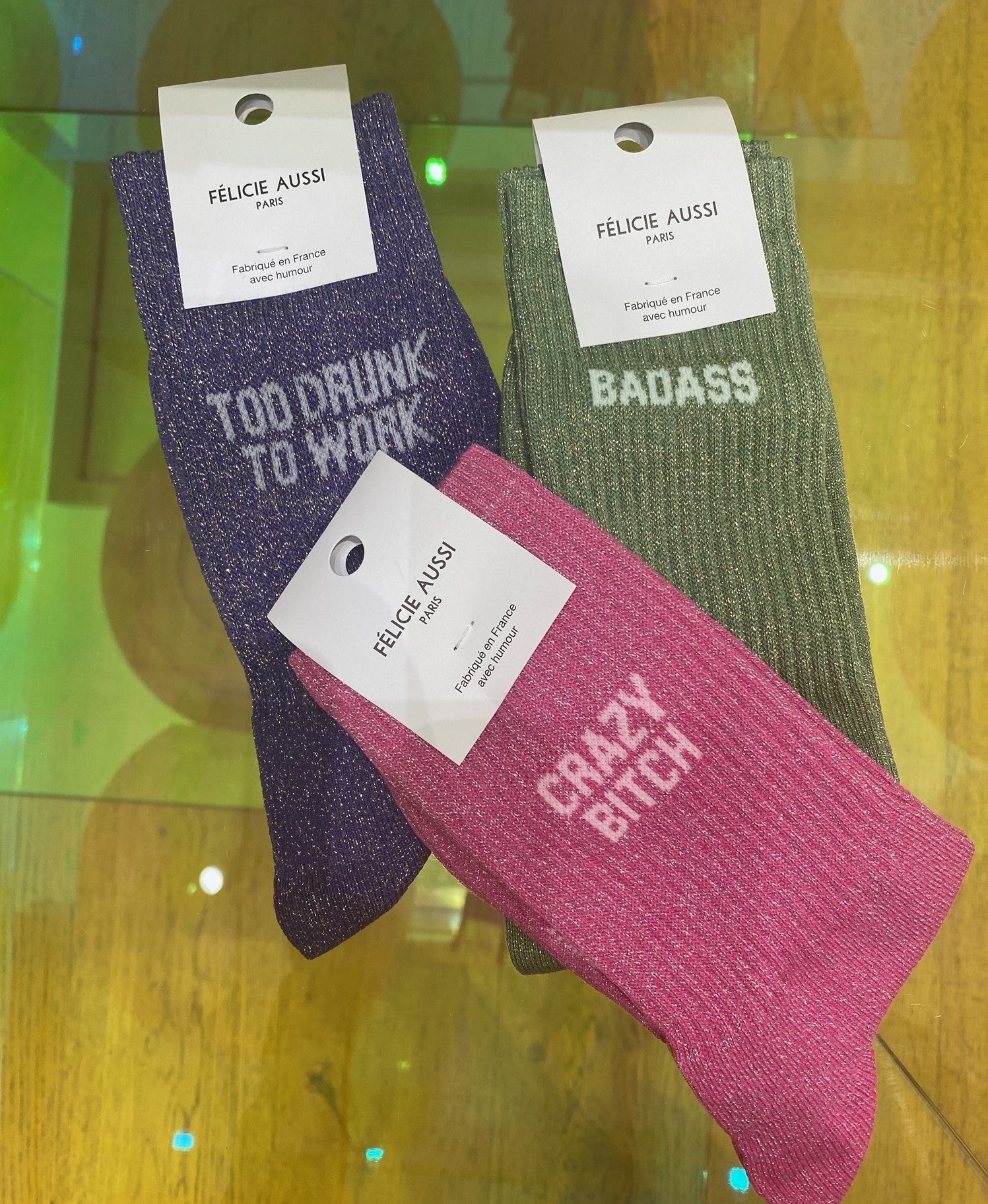 Félicie Aussi TOO DRUNK TO WORK Socks // Socken