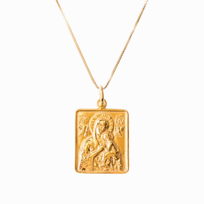 Sister Madonna and Child Rectangle GOLD Anhänger / Madonna mit Kind Anhänger