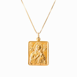 Sister Madonna and Child Rectangle GOLD Anhänger / Madonna mit Kind Anhänger