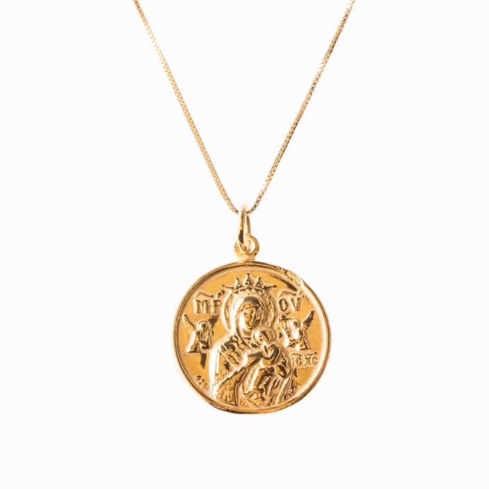 Sister St. Christophorus & Madonna Kind GOLD Anhänger / double-sided Amulet