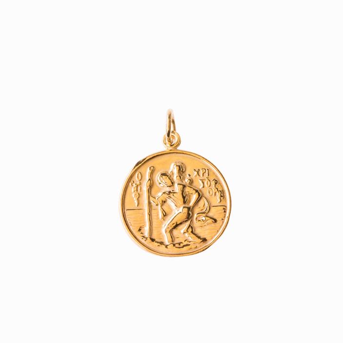 Sister St. Christophorus & Madonna Kind GOLD Anhänger / double-sided Amulet